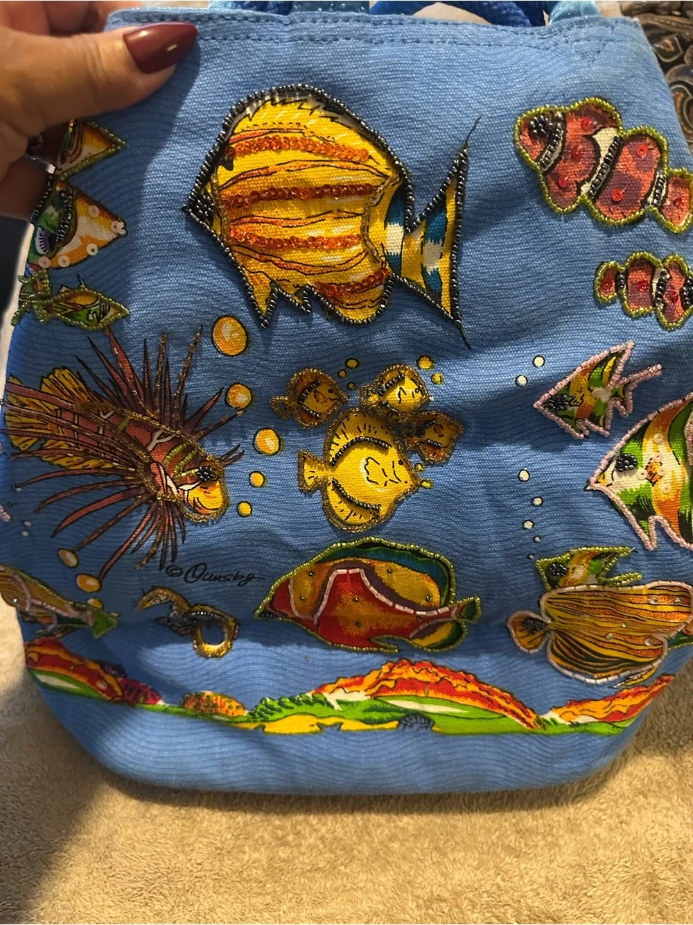 Blue Fish Print Pet Travel Bag - Unbranded BEACH BAG